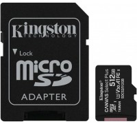 Карта памяти Kingston Canvas Select Plus SDCS2/512GB Class10, 512Gb, microSDXC, UHS-I U3 V30 A1, с адаптером                                                                                                                                              