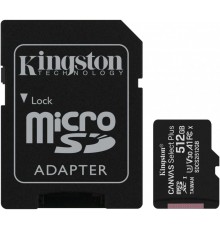 Карта памяти Kingston Canvas Select Plus SDCS2/512GB Class10, 512Gb, microSDXC, UHS-I U3 V30 A1, с адаптером                                                                                                                                              