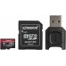 Карта памяти Kingston microSDXC 256Gb MLPMR2/256GB UHS-II Class U3 V30 A2, чтение  285 Мб/с, с адаптером и USB-ридером