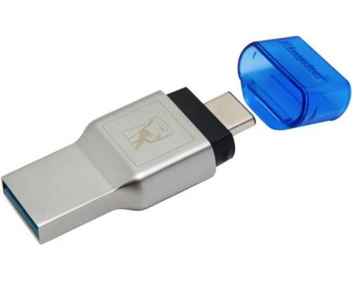 Картридер Kingston FCR-ML3C microSD/microSDHC/microSDXC, USB 3.1+USB Type-C, внешний, серебристый