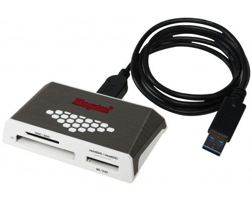 Картридер Kingston FCR-HS4 SD/MS/MMC/CF, USB 3.0, внешний, серебристый