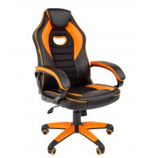 Игровое кресло Chairman game 16 компьютерное, до 120 кг, экокожа/ткань/пластик, цвет  черный/оранжевый                                                                                                                                                    