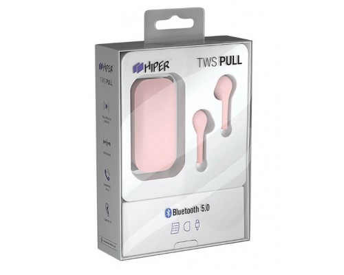 Наушники Hiper TWS Pull HTW-MX3 Pink беспроводные, вставные, 20-20000 Гц, Micro-USB, 2x40 мАч, 400 мАч, Bluetooth 5.0, IP54, с микрофоном, розовые