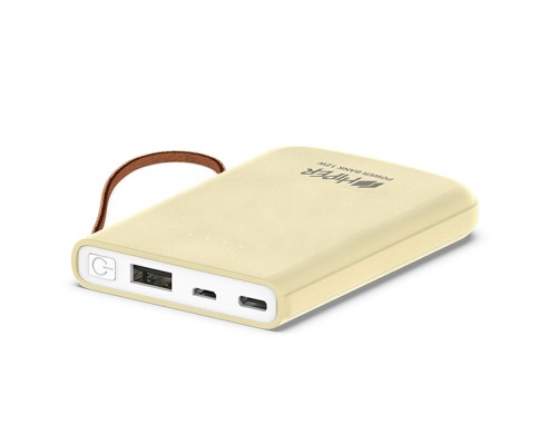 Внешний аккумулятор HIPER Travel5k Lemon 5000 мАч, USB/microUSB/USB Type-C, 2.1 А, 12 В, индикатор заряда, светло-лимонный