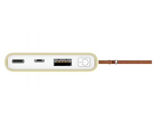 Внешний аккумулятор HIPER Travel5k Lemon 5000 мАч, USB/microUSB/USB Type-C, 2.1 А, 12 В, индикатор заряда, светло-лимонный