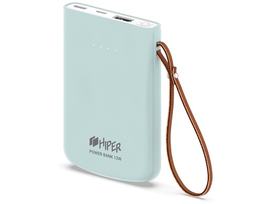 Внешний аккумулятор HIPER Travel5k Ice 5000 мАч, USB/microUSB/USB Type-C, 2.1 А, 12 В, индикатор заряда, голубой