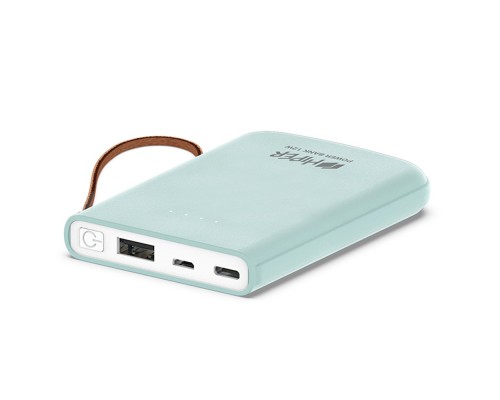 Внешний аккумулятор HIPER Travel5k Ice 5000 мАч, USB/microUSB/USB Type-C, 2.1 А, 12 В, индикатор заряда, голубой