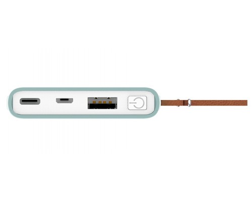 Внешний аккумулятор HIPER Travel5k Ice 5000 мАч, USB/microUSB/USB Type-C, 2.1 А, 12 В, индикатор заряда, голубой