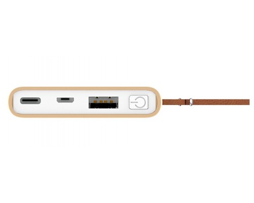 Внешний аккумулятор HIPER Travel5k Peach 5000 мАч, USB/microUSB/USB Type-C, 2.1 А, 12 В, индикатор заряда, персиковый