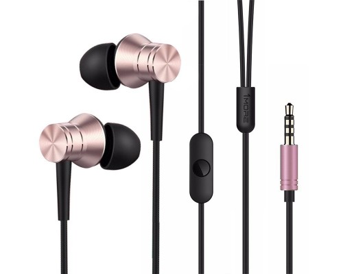 Наушники 1MORE Piston Fit In-Ear E1009 Pink проводные, вставные, 20-20000 Гц, 32 Ом, 100 дБ, с микрофоном, Mini Jack 3.5 мм, металл, розовые/черные