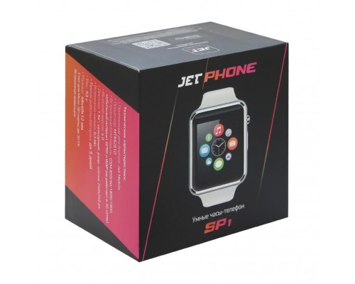 Умные часы JET PHONE SP1 серебристый, сенсорный TFT IPS 1.54