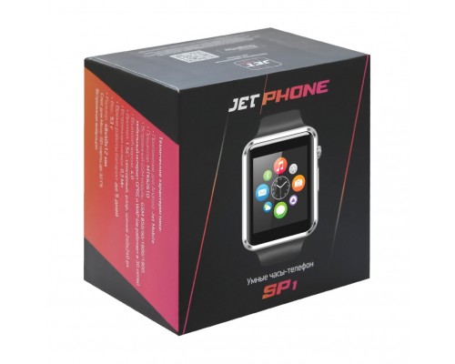 Умные часы JET PHONE SP1 черный, сенсорный TFT IPS 1.54