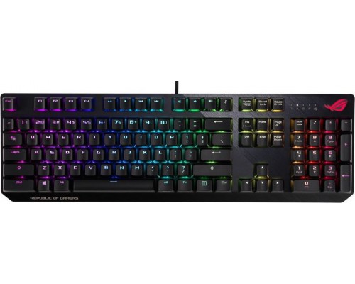 Клавиатура ASUS ROG Strix Scope NX 90MP0186-B0RA00 проводная, механическая, ROG NX Red switches, RGB подсветка, USB, аллюминивая рама, цвет  черный