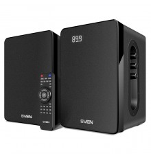 Колонки Sven SPS-710 2.0, стерео, 40-22000 Гц, 40 Вт, Bluetooth, USB/SD, FM-радио, пульт ДУ, будильник, цвет  MDF черный                                                                                                                                  