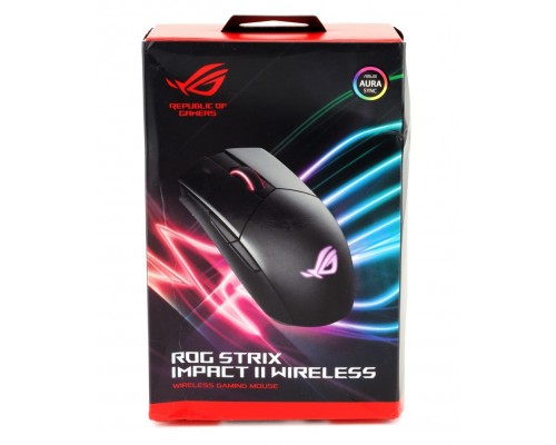 Мышь ASUS ROG Strix Impact II Wireless 90MP01P0-BMUA00 оптическая, беспроводная/проводная, 16000 dpi, 2.4 ГГц/USB, RGB подсветка, цвет  черный