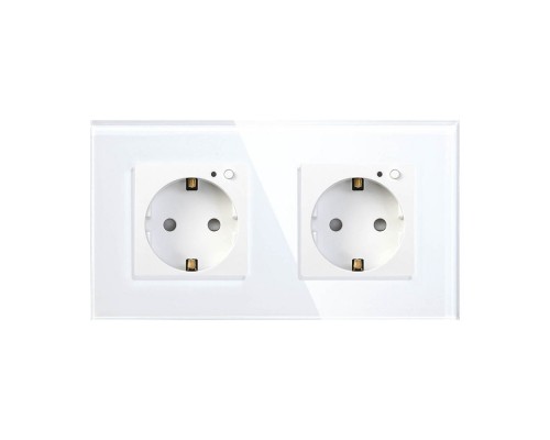 Умная розетка Wi-Fi HIPER IoT Outlet W02 Duo WiFi 2.4 ГГц, 802.11 b/g/n, 100-250 В, 16 А, 3.8 кВт, ЕВРО Shuko, 2 модуля, iOS, Android, белая