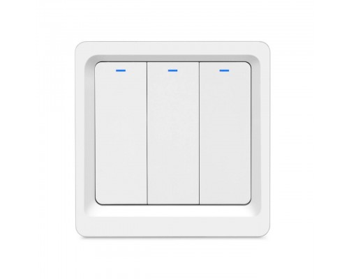 Умный WiFi выключатель HIPER IoT Switch B03 встраиваемый, 2.4 ГГц, 802.11 b/g/n, 100-240В, 50Гц, 150/600Вт, до 150 LED ламп, до 600 ламп накаливания, 3 мех.кнопки, белый