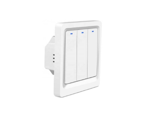 Умный WiFi выключатель HIPER IoT Switch B03 встраиваемый, 2.4 ГГц, 802.11 b/g/n, 100-240В, 50Гц, 150/600Вт, до 150 LED ламп, до 600 ламп накаливания, 3 мех.кнопки, белый