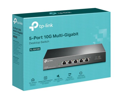 Коммутатор TP-Link 5-портовый настольный неуправляемый 10 Гбит/с, 5 портов RJ-45 100 Мбит/с / 1 Гбит/с / 2,5 Гбит/с / 5 Гбит/с / 10 Гбит/с, без вентиляторов