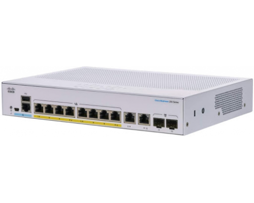 Коммутатор управляемый CBS250 Smart 8-port GE, Partial PoE, Ext PS, 2x1G Combo