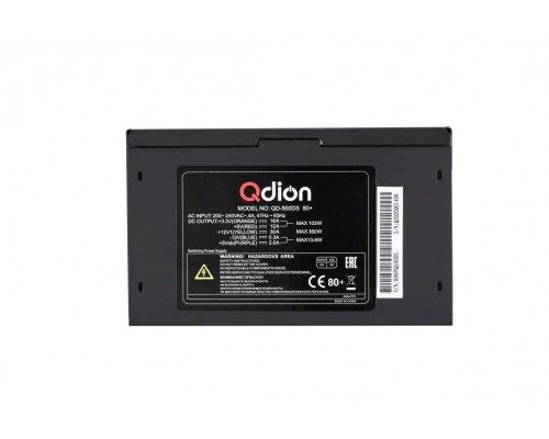 Блок питания Power Supply FSP QDION ATX 500W, 120mm, 3xSATA, 1xPCI-E, APFC, 80+, Retail