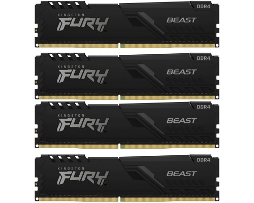 Оперативная память Kingston 64GB 3000MHz DDR4 CL15 DIMM (Kit of 4) 1Gx8 FURY Beast Black