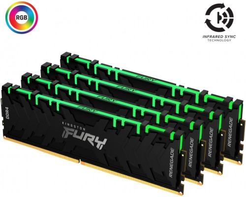 Оперативная память Kingston 64GB 3200MHz DDR4 CL16 DIMM (Kit of 4) 1Gx8 FURY Renegade RGB