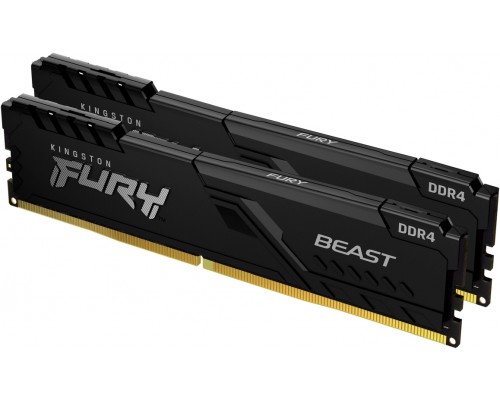 Модуль памяти KINGSTON Fury Beast Gaming DDR4 Общий объём памяти 32Гб Module capacity 16Гб Количество 2 3733 МГц Радиатор Множитель частоты шины 19 1.35 В черный KF437C19BB1K2/32