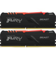 Оперативная память Kingston 64GB 2666MHz DDR4 CL16 DIMM (Kit of 2) FURY Beast RGB                                                                                                                                                                         