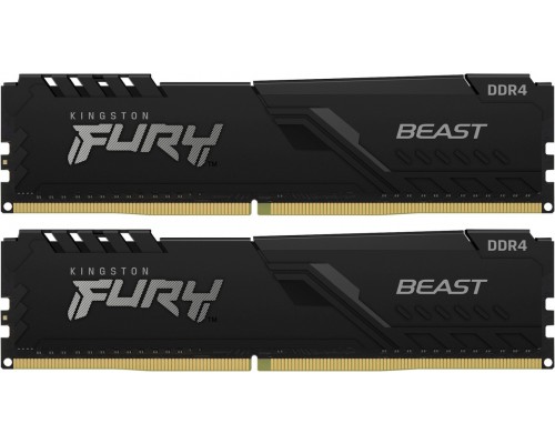 Модуль памяти KINGSTON Fury Beast DDR4 Общий объём памяти 32Гб Module capacity 16Гб Количество 2 2666 МГц Множитель частоты шины 16 1.2 В черный KF426C16BB1K2/32