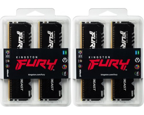 Оперативная память Kingston 32GB 2666MHz DDR4 CL16 DIMM (Kit of 4) FURY Beast RGB