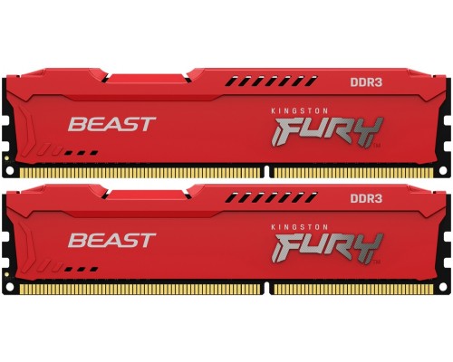 Оперативная память Kingston 8GB 1600MHz DDR3 CL10 DIMM (Kit of 2) FURY Beast Red