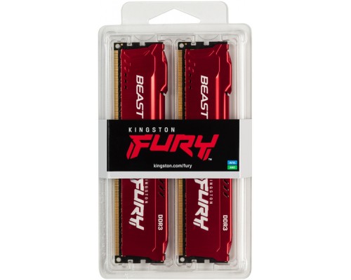 Оперативная память Kingston 8GB 1600MHz DDR3 CL10 DIMM (Kit of 2) FURY Beast Red