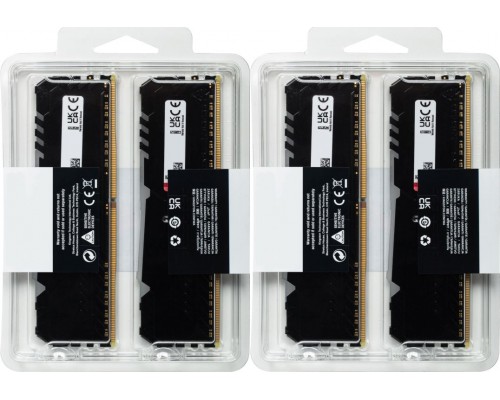 Оперативная память Kingston 64GB 3000MHz DDR4 CL15 DIMM (Kit of 4) 1Gx8 FURY Beast RGB