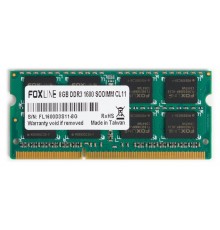 Оперативная память Foxline SODIMM 8GB 1600 DDR3 CL11 (512*8)                                                                                                                                                                                              