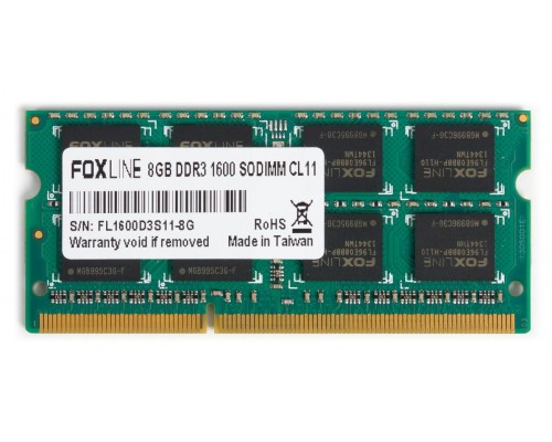 Оперативная память Foxline SODIMM 8GB 1600 DDR3 CL11 (512*8)