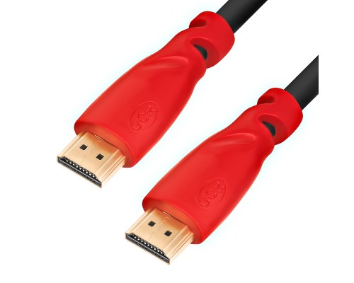 Кабель GCR 0.5m HDMI версия 1.4, черный, красные коннекторы, OD7.3mm, 30/30 AWG, позолоченные контакты, Ethernet 10.2 Гбит/с, 3D, 4K GCR-HM350-0.5m, экран