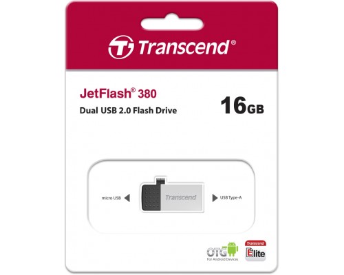 Накопитель USB Transcend 16GB JetFlash 380, Silver Plating