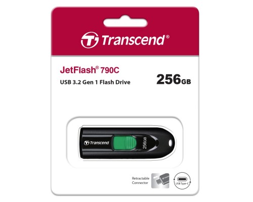 Накопитель USB Transcend 256GB JetFlash 790 (Black) type-C USB 3.2