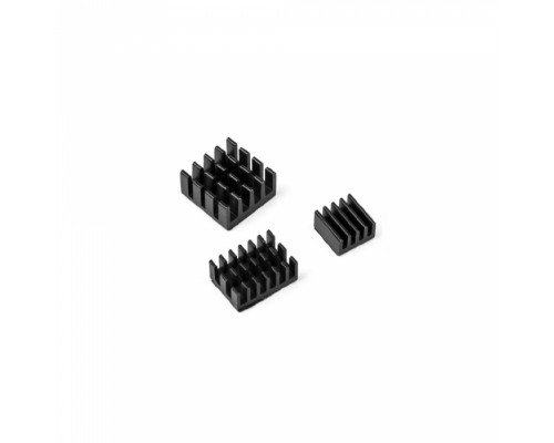 Набор радиаторов RA537   ACD  Black 3 in 1 Heat Sink Set Aluminum (15x10x5мм, 14x14x6мм и 8.8x8.8x5мм) for Raspberry Pi 4B комплект из 3шт