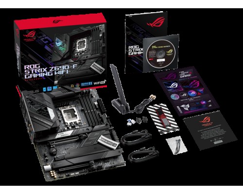 Материнская плата ASUS ROG STRIX Z690-F GAMING WIFI, LGA1700, Z690, 4*DDR5, DP+HDMI, SLI+CrossFireX, SATA3 + RAID, Audio, 2,5Gb LAN, USB 3.2, COM*1 header (w/o cable), ATX ; 90MB18M0-M0EAY0