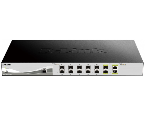 Коммутатор D-Link DXS-1210-12SC/A3A, PROJ L2+ Smart Switch with 10 10GBase-X SFP+ ports and 2 10GBase-T/SFP+ combo-ports.16K Mac address, 240Gbps switching capacity, 802.3x Flow Control, 802.3ad Link Aggregatio