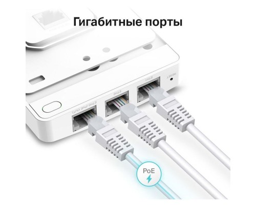 Точка доступа TP-Link AC1200 Двухдиапазонная настенная точка доступа, 866 Мбит/с на 5 ГГц и 300 Мбит/с на 2,4 ГГц