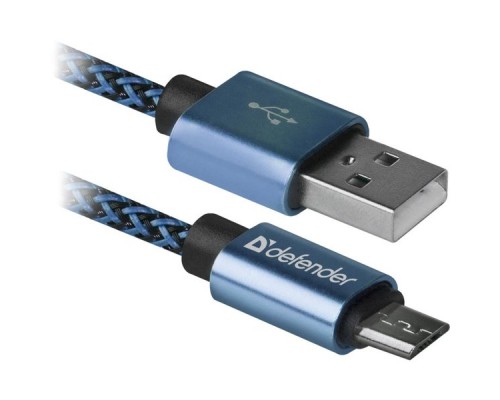 Кабель USB2.0 TO MICRO-USB 1M BLUE USB08-03T 87805 DEFENDER