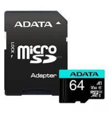 Карта памяти MICRO SDXC 64GB W/ADAP. AUSDX64GUI3V30SA2-RA1 ADATA                                                                                                                                                                                          