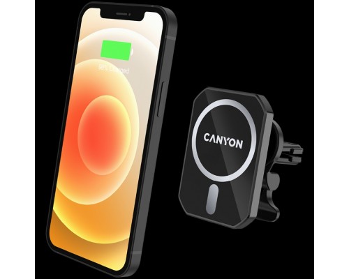 Держатель с функцией зарядки Magnetic car holder and wireless charger, C-15-01, 15W?Input: USB-C: 5V/2A, 9V/3A;Output: 5W, 7.5W, 10W, 15W;83*60*8.15mm,0.147kg,black