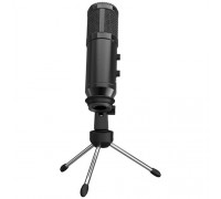Микрофон LORGAR Gaming Microphones, Whole balck color, USB condenser microphone with Volumn Knob & Echo Kob, including 1x Microphone, 1 x 2.5M USB Cable, 1 x Tripod Stand, 1 x User Manual, body size: ?47.4*158.2*48.1mm, weight: 243.0g                