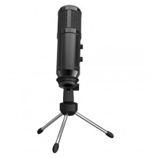 Микрофон LORGAR Gaming Microphones, Whole balck color, USB condenser microphone with Volumn Knob & Echo Kob, including 1x Microphone, 1 x 2.5M USB Cable, 1 x Tripod Stand, 1 x User Manual, body size: ?47.4*158.2*48.1mm, weight: 243.0g                