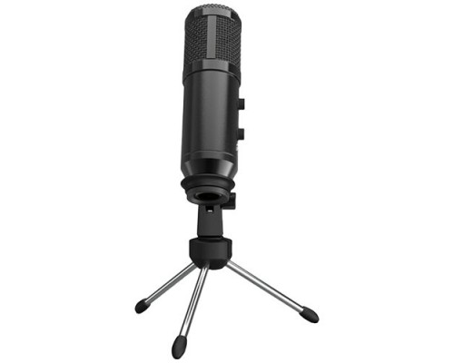 Микрофон LORGAR Gaming Microphones, Whole balck color, USB condenser microphone with Volumn Knob & Echo Kob, including 1x Microphone, 1 x 2.5M USB Cable, 1 x Tripod Stand, 1 x User Manual, body size: ?47.4*158.2*48.1mm, weight: 243.0g
