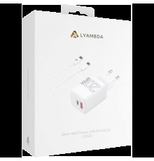 Cетевое зарядное устройство Lyambda 20Вт c 2-мя выходами (PD+QC3.0) LS-D20                                                                                                                                                                                